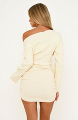 All Over You Long Sleeve Knit Mini Dress Cream