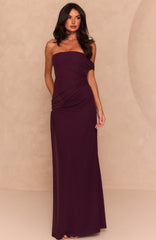 Best Dressed Guest Strapless Maxi Dress Dark Cherry