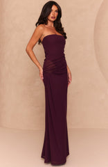 Best Dressed Guest Strapless Maxi Dress Dark Cherry