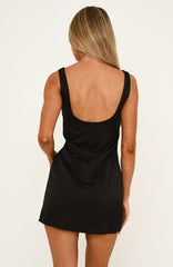 Blind Date Satin Mini Dress Black