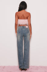 Andrea Mid Rise Straight Leg Jeans Brown Blue Acid Wash