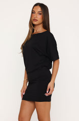 A Sweet Glimpse Short Sleeve Mini Dress Black
