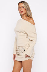 All Over You Long Sleeve Knit Mini Dress Oat