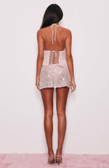 Adley Beaded Mini Skirt Baby Pink