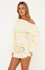 All Over You Long Sleeve Knit Mini Dress Cream