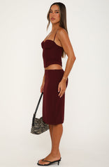 Be Simple Midi Skirt Burgundy