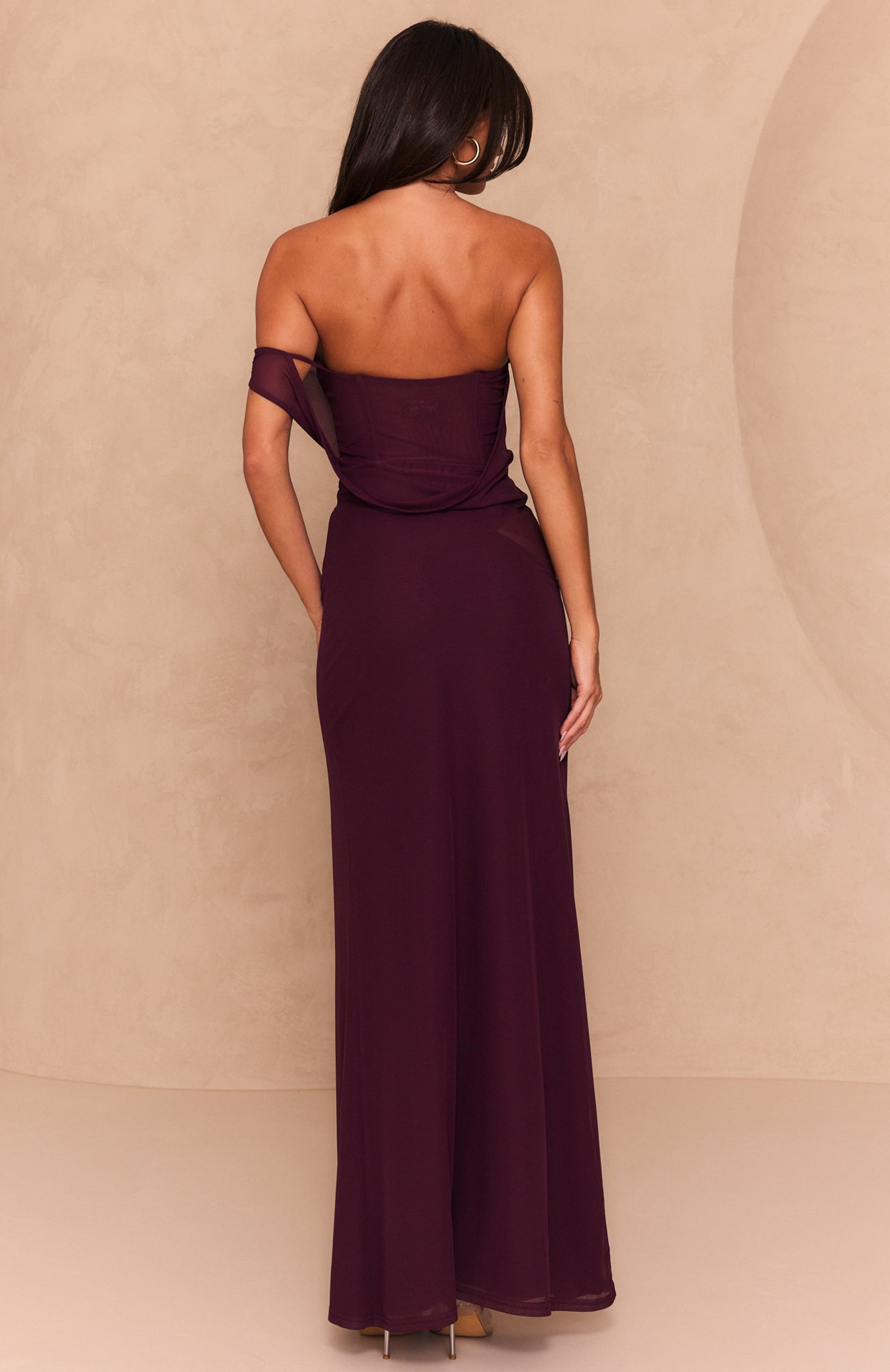 Best Dressed Guest Strapless Maxi Dress Dark Cherry