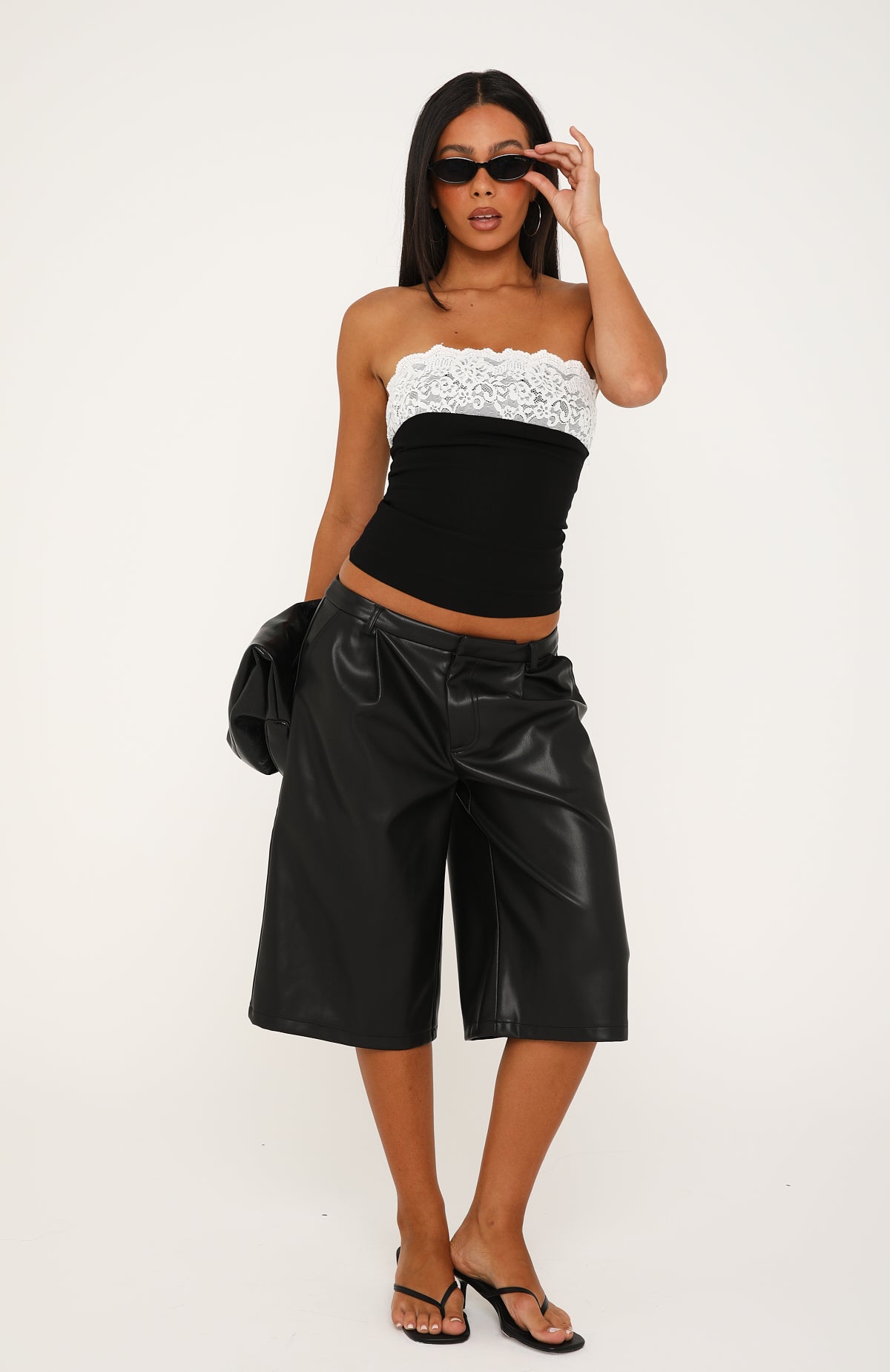 Better With Time Strapless Lace Trim Bustier Black/White