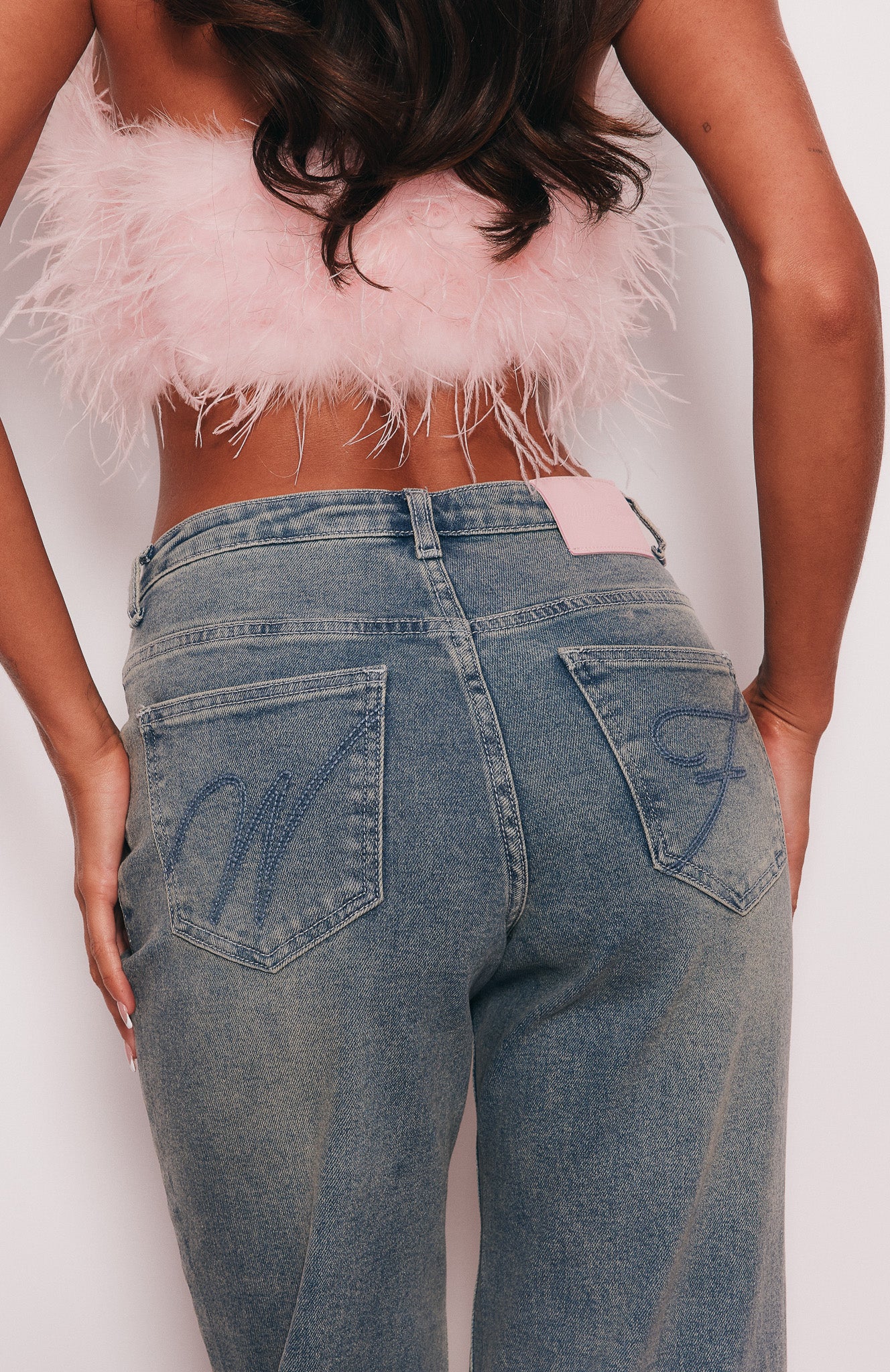 Andrea Mid Rise Straight Leg Jeans Brown Blue Acid Wash