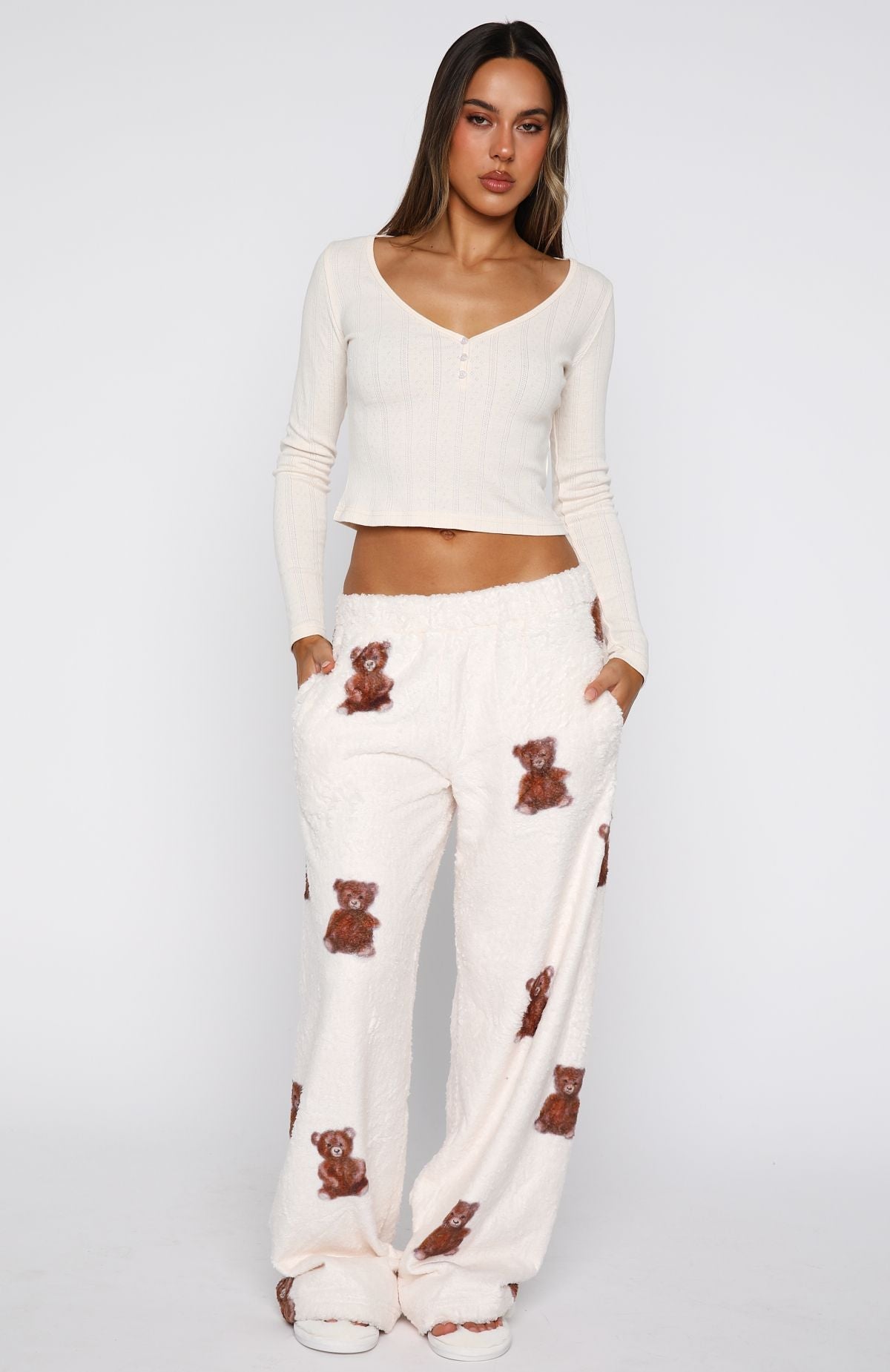 Bedtime Glow Long Sleeve Pyjama Top Cream