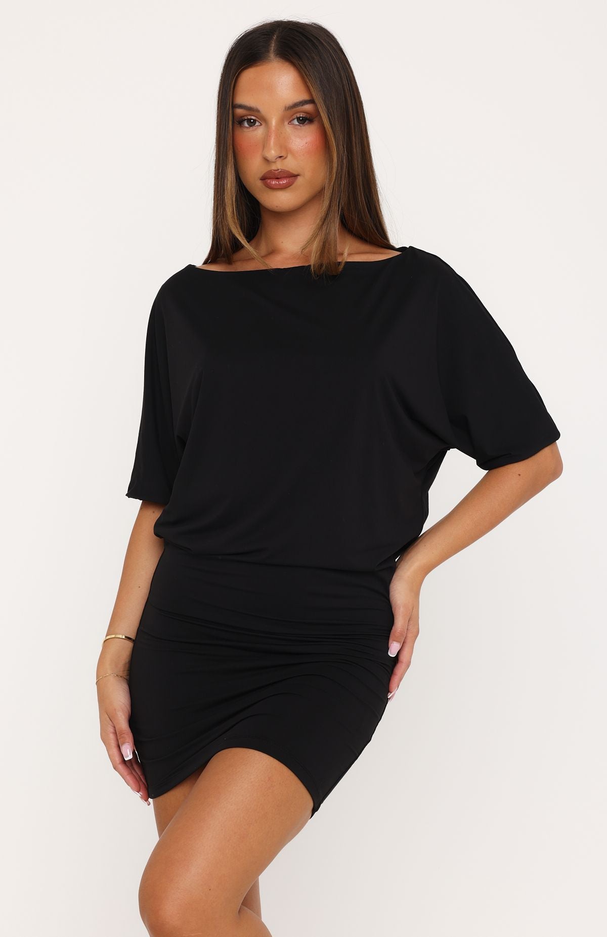 A Sweet Glimpse Short Sleeve Mini Dress Black