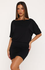 A Sweet Glimpse Short Sleeve Mini Dress Black