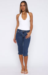Annie Low Rise Denim Capri Jeans Dark Blue