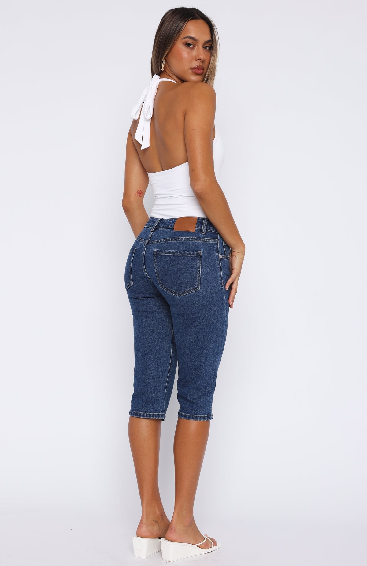 Annie Low Rise Denim Capri Jeans Dark Blue