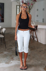Annie Low Rise Denim Capri Jeans Off White